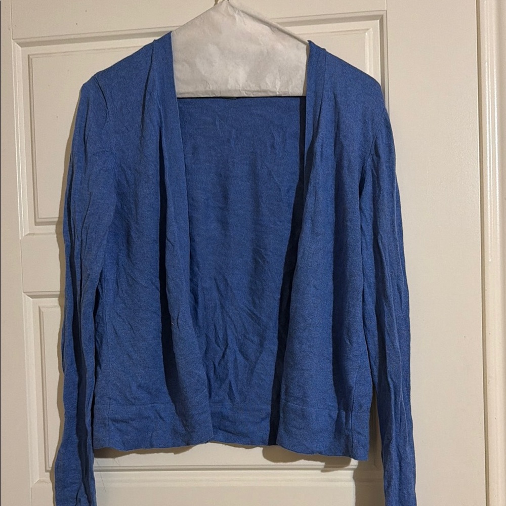 Women’s Open-Front Lightweight Blue Sweater Cardigan